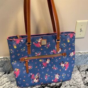 Dooney & Bourke Flower and Garden Blue Minnie Mouse Floral Tote